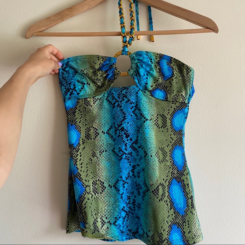 MICHAEL KORS Halter Swimsuit Top With Gold
